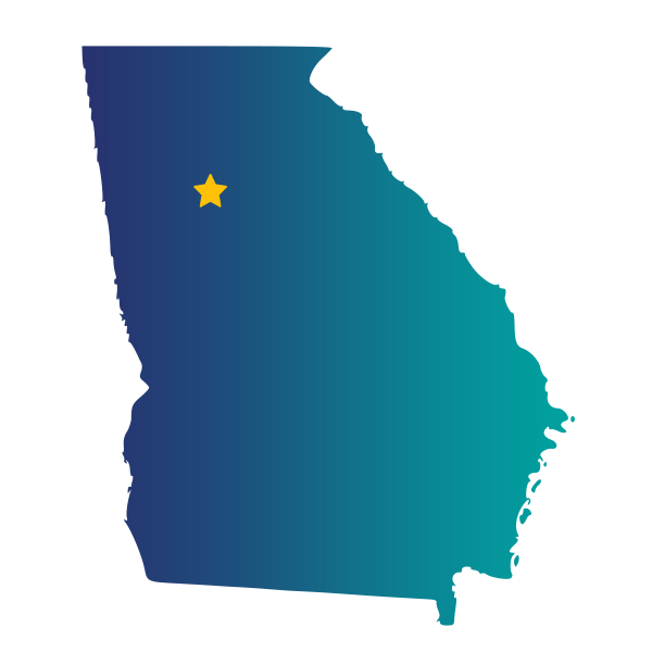 Map of Georgia with Atlanta labeled.