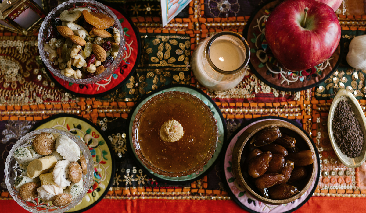 Table with Samanak and other Afghan delicacies
