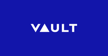 Blue and white Vault Health logo