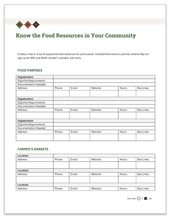 Food Resource Handout